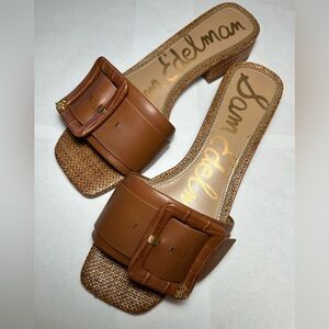 NWT🌷San Edelman Leather Block Heeled Mules